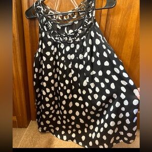 Zac & Rachel sleeveless shirt, black and white polkadot size extra large